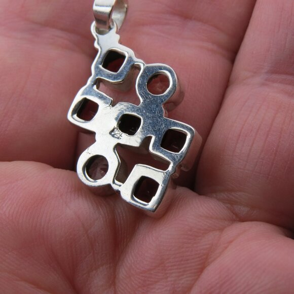 $300 Sterling Silver Aquamarine 2ct. & Garnet 4ct. Pendent - Picture 5 of 5